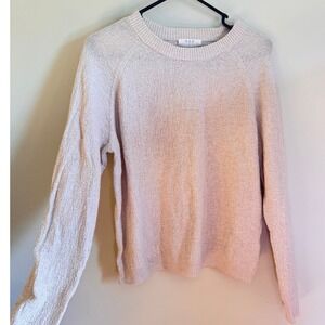 OGD Womens Cotton Linen Blend Knit Sweater Beige Large